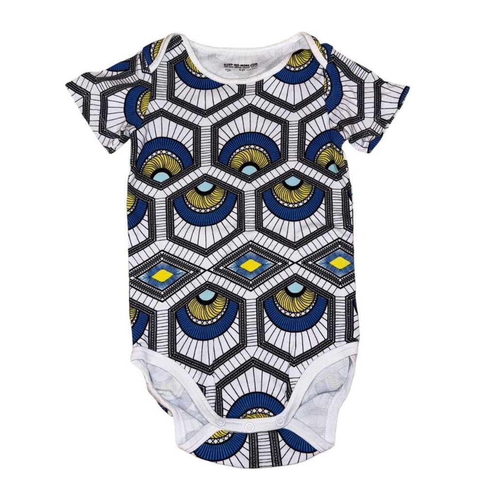 Geometric Blue & Yellow Baby One-Piece Bodysuit